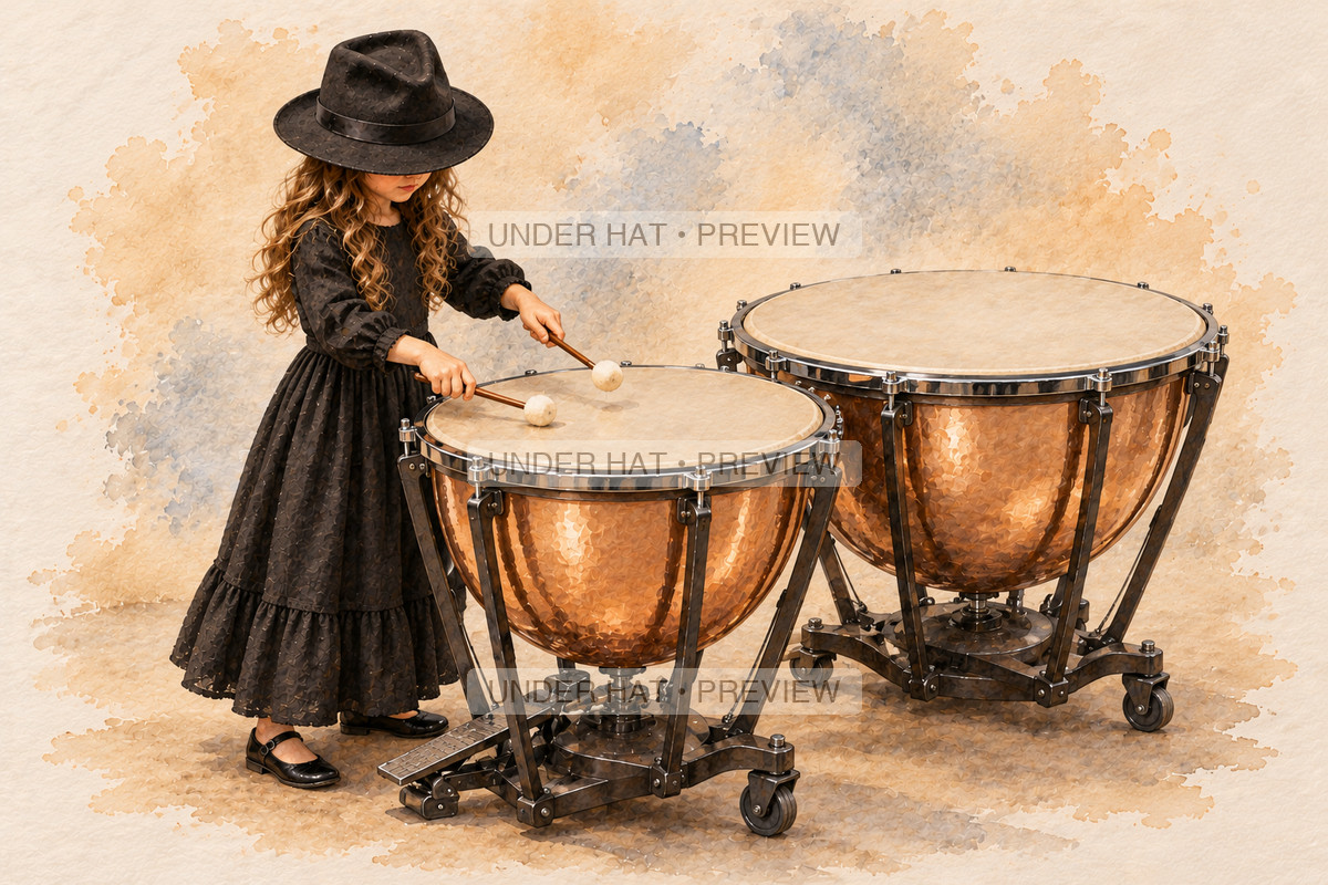 Percussion, artwork UH-FO-TIMPANI-GIRL-02 — watermarked digital art preview