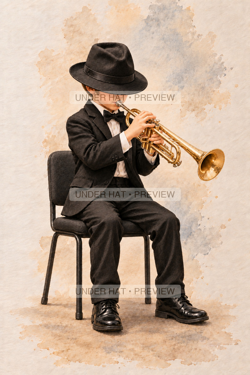 Brass, artwork UH-FO-TRUMPET-BOY-02 — watermarked digital art preview