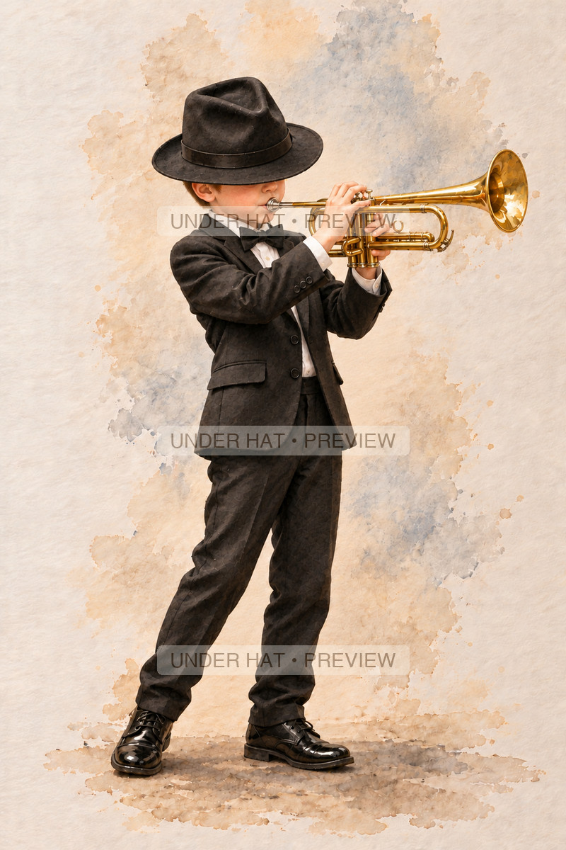 Brass, artwork UH-FO-TRUMPET-BOY-03 — watermarked digital art preview