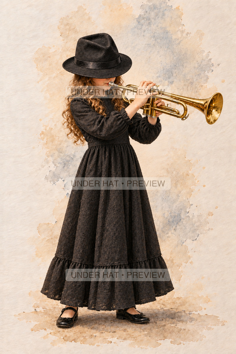 Brass, artwork UH-FO-TRUMPET-GIRL-01 — watermarked digital art preview