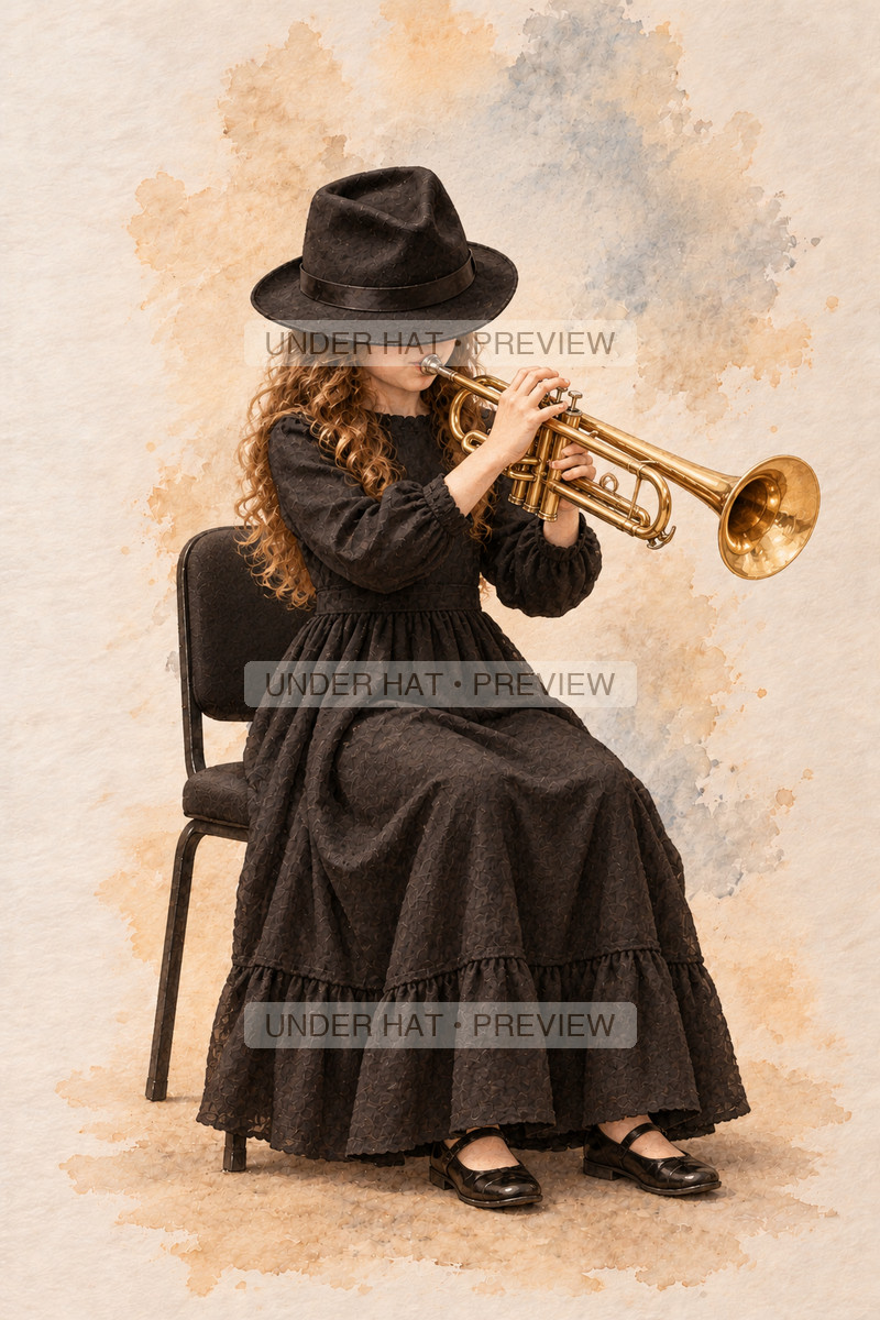 Brass, artwork UH-FO-TRUMPET-GIRL-02 — watermarked digital art preview