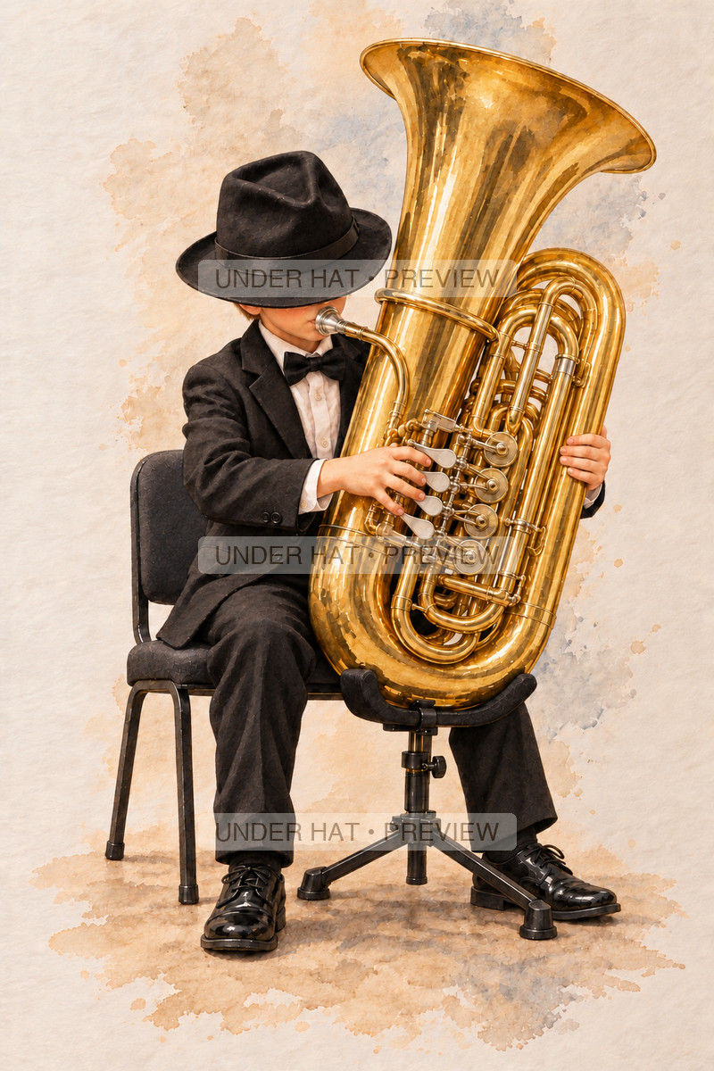 Brass, artwork UH-FO-TUBA-BOY-02 — watermarked digital art preview