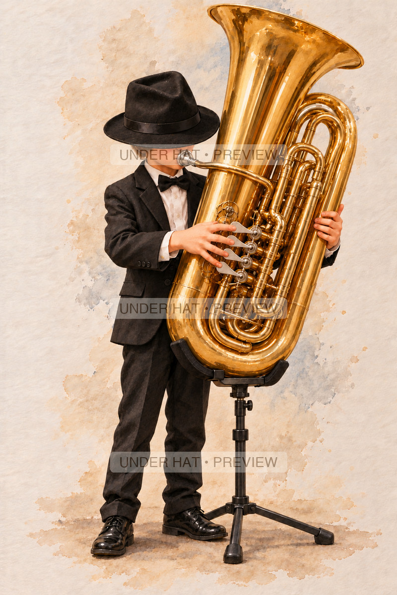 Brass, artwork UH-FO-TUBA-BOY-03 — watermarked digital art preview