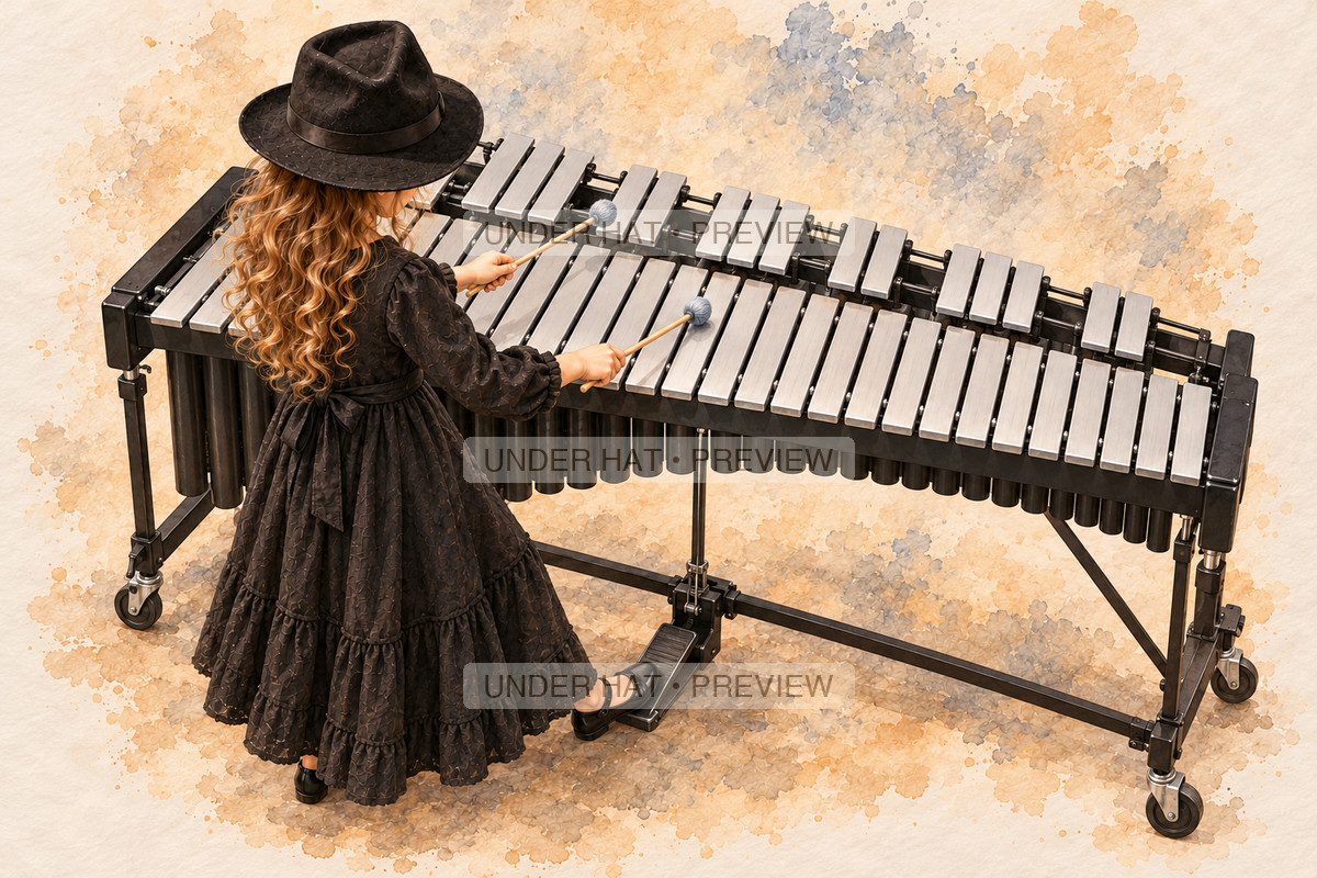 Percussion, artwork UH-FO-VIBRAPHONE-GIRL-01 — watermarked digital art preview