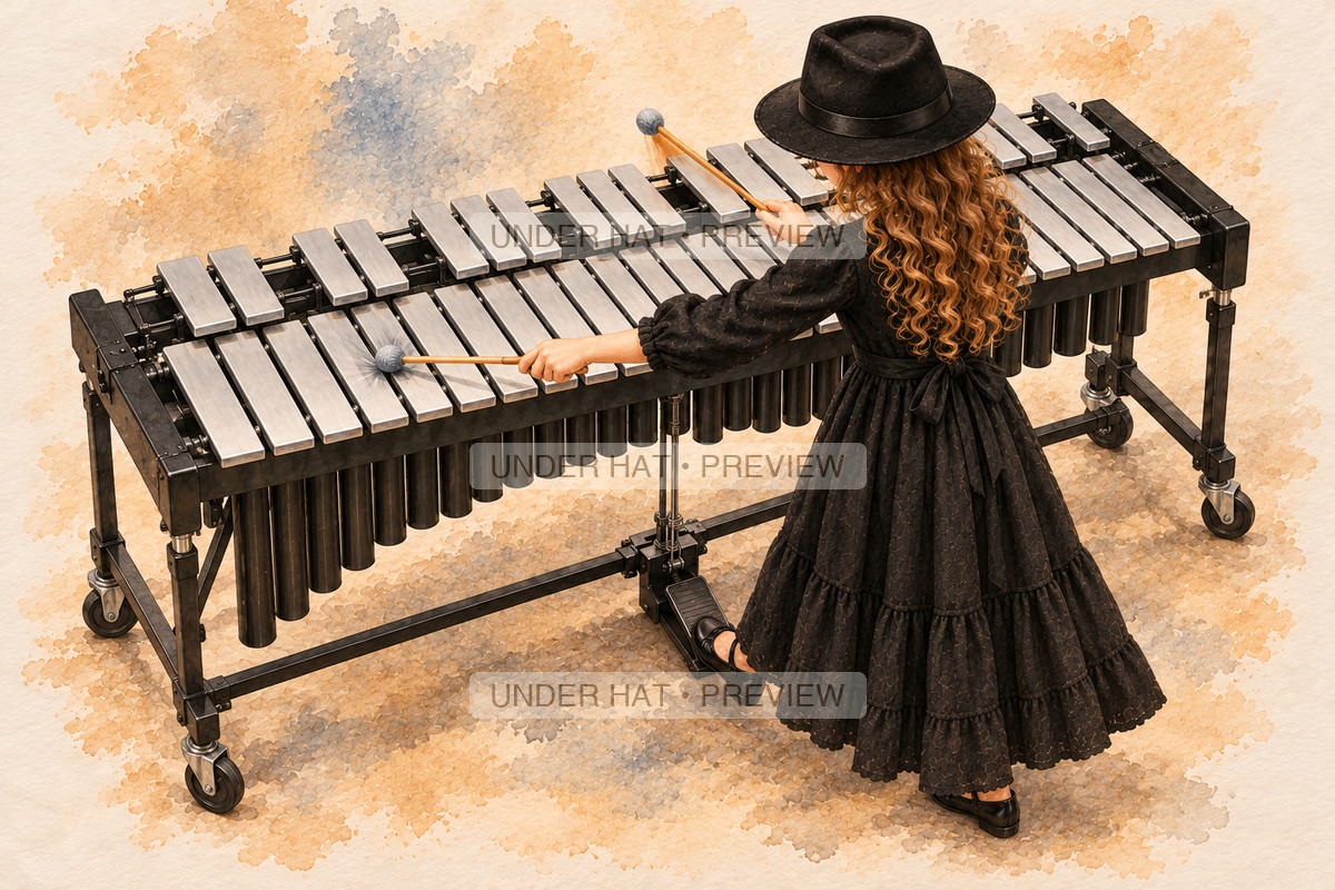 Percussion, artwork UH-FO-VIBRAPHONE-GIRL-02 — watermarked digital art preview