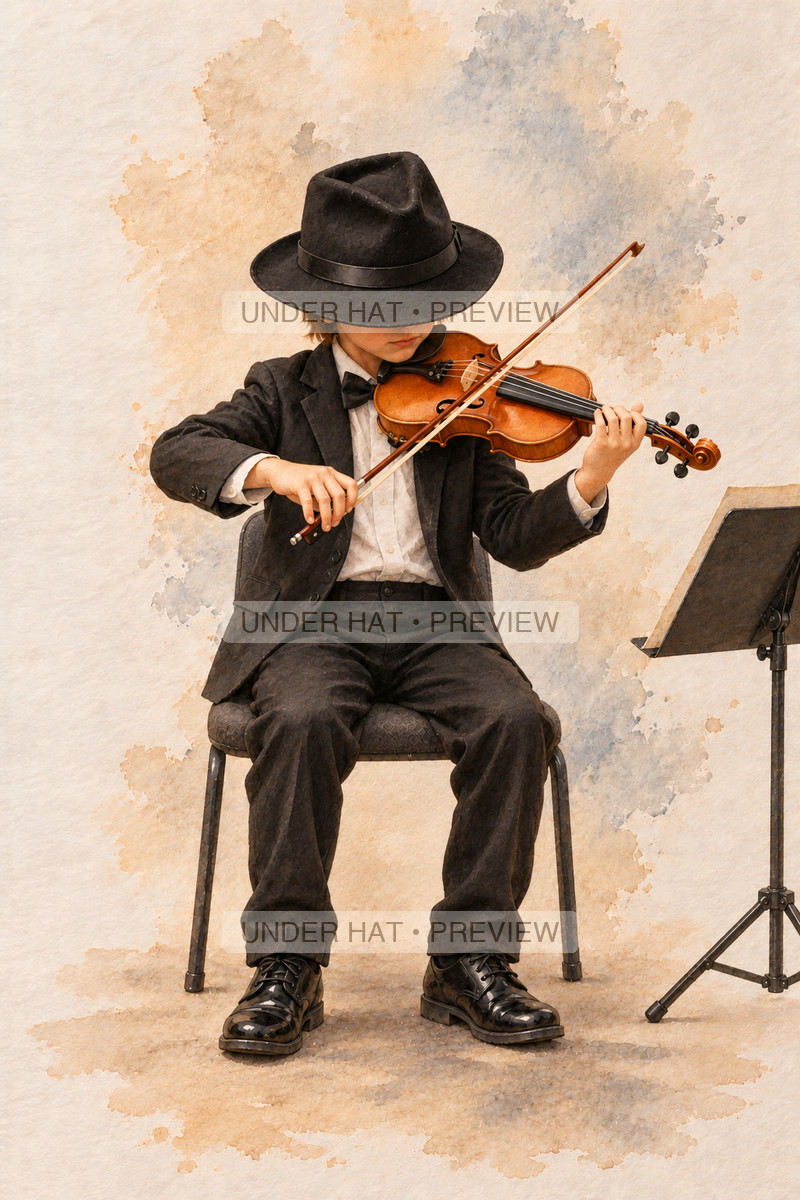 Strings, artwork UH-FO-VIOLIN-BOY-02 — watermarked digital art preview