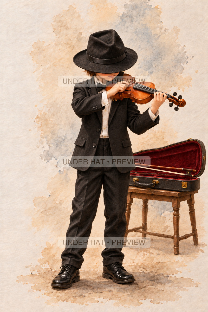 Strings, artwork UH-FO-VIOLIN-BOY-03 — watermarked digital art preview