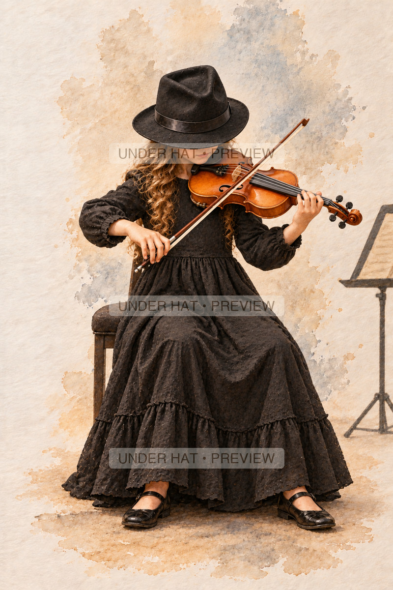 Strings, artwork UH-FO-VIOLIN-GIRL-02 — watermarked digital art preview