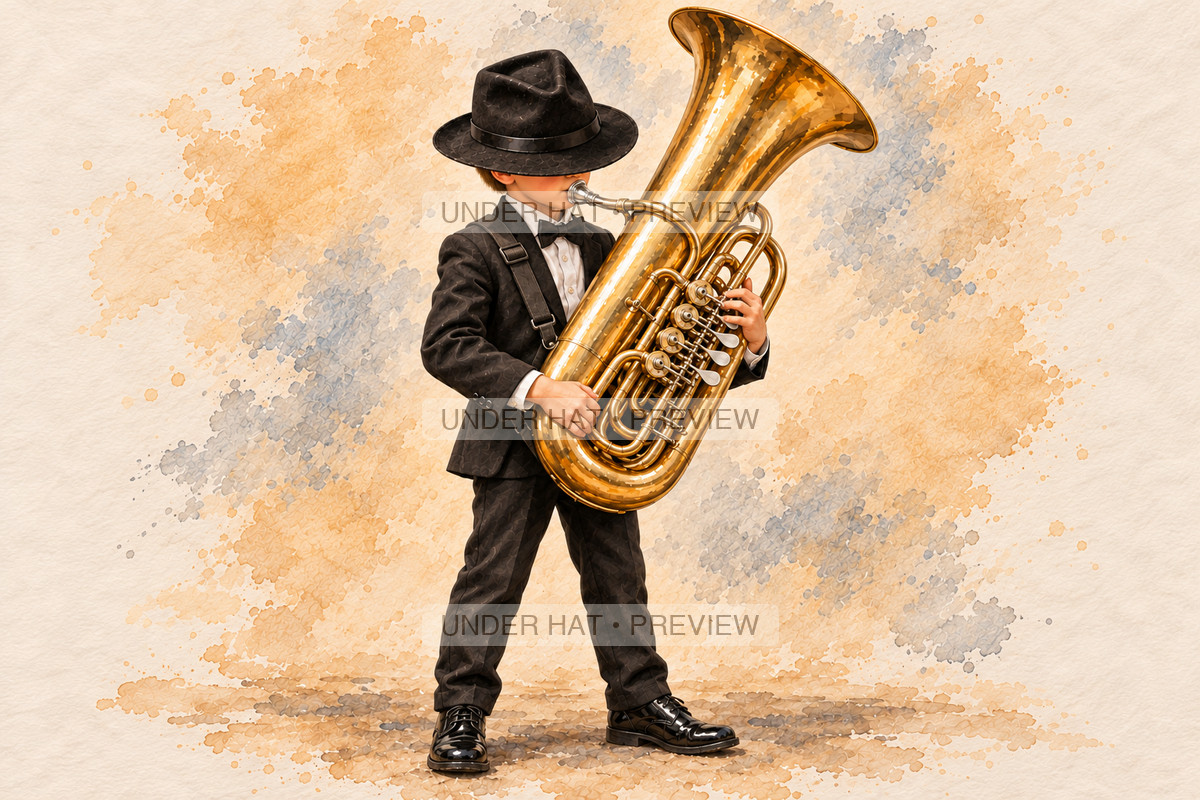 Brass, artwork UH-FO-WAGNER-TUBA-BOY-03 — watermarked digital art preview