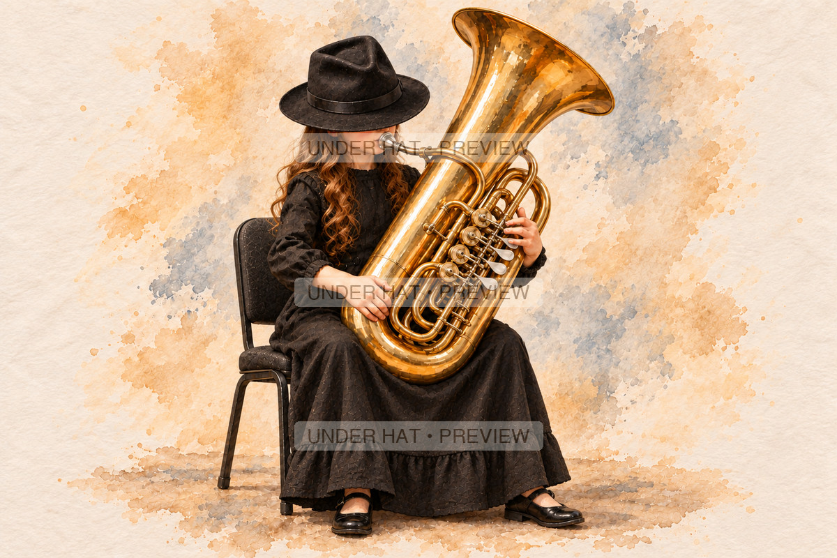 Brass, artwork UH-FO-WAGNER-TUBA-GIRL-01 — watermarked digital art preview