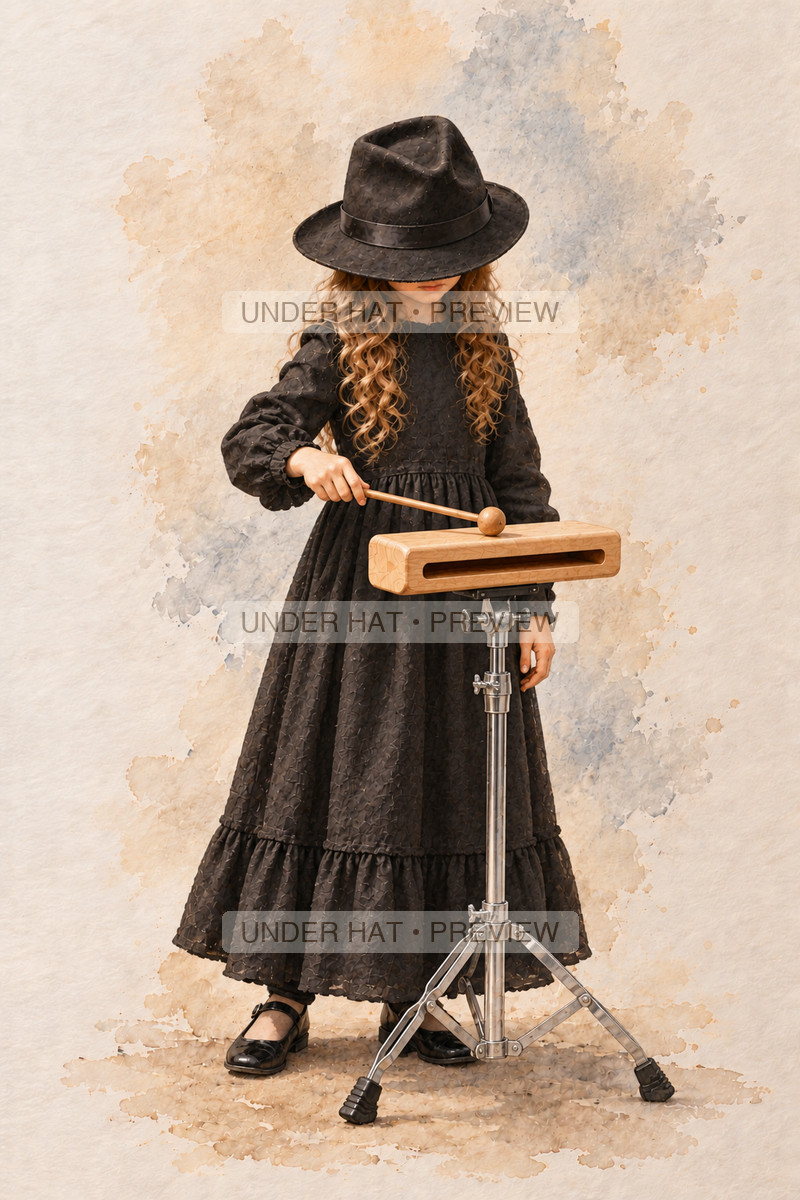 Percussion, artwork UH-FO-WOODBLOCK-GIRL-01 — watermarked digital art preview