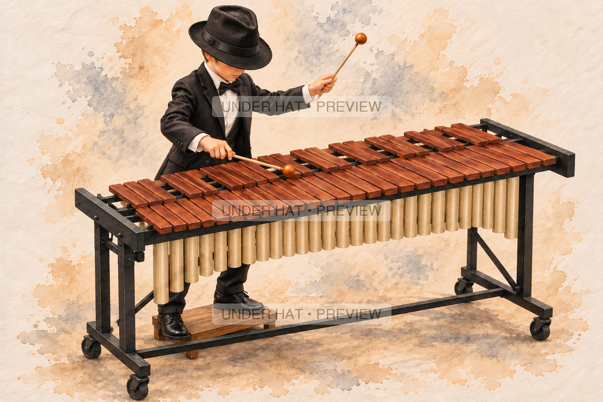 Percussion, artwork UH-FO-XYLOPHONE-BOY-03 — watermarked digital art preview