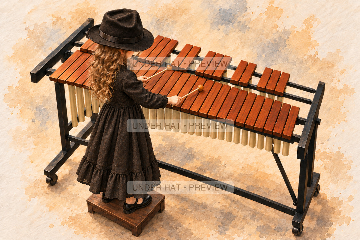 Percussion, artwork UH-FO-XYLOPHONE-GIRL-01 — watermarked digital art preview