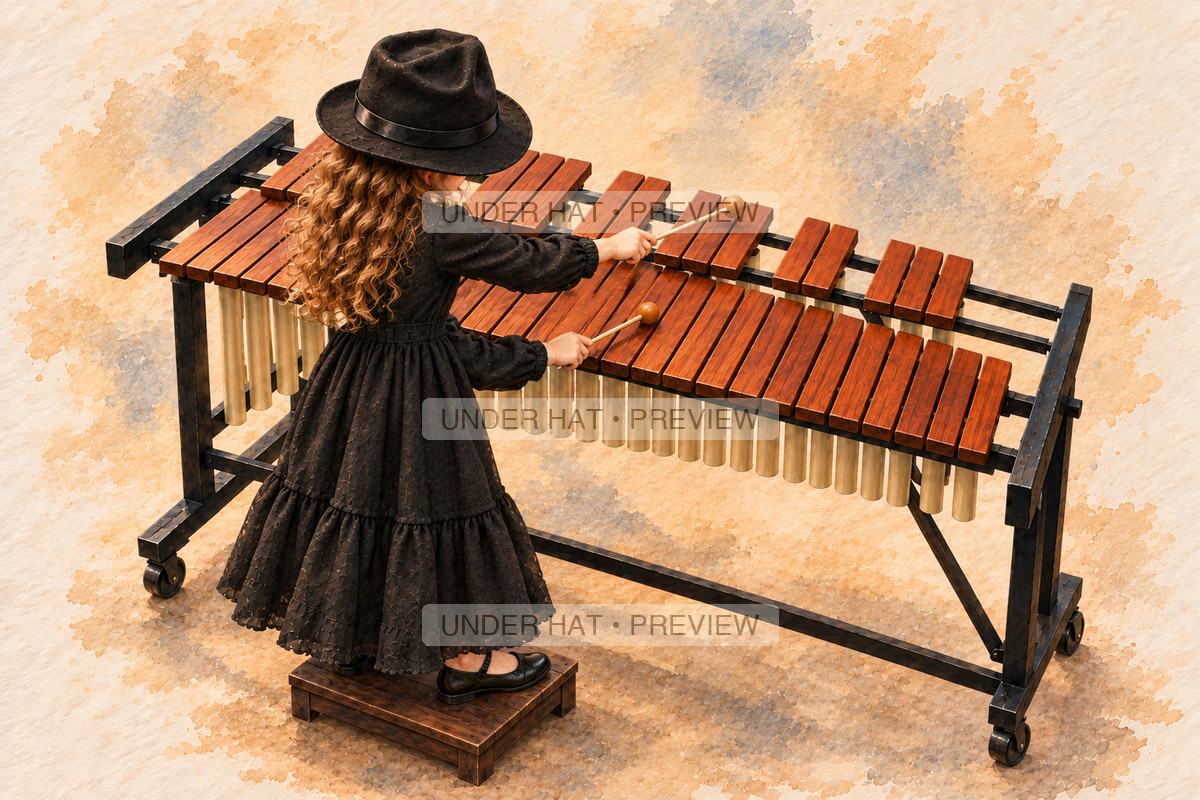 Percussion, artwork UH-FO-XYLOPHONE-GIRL-02 — watermarked digital art preview