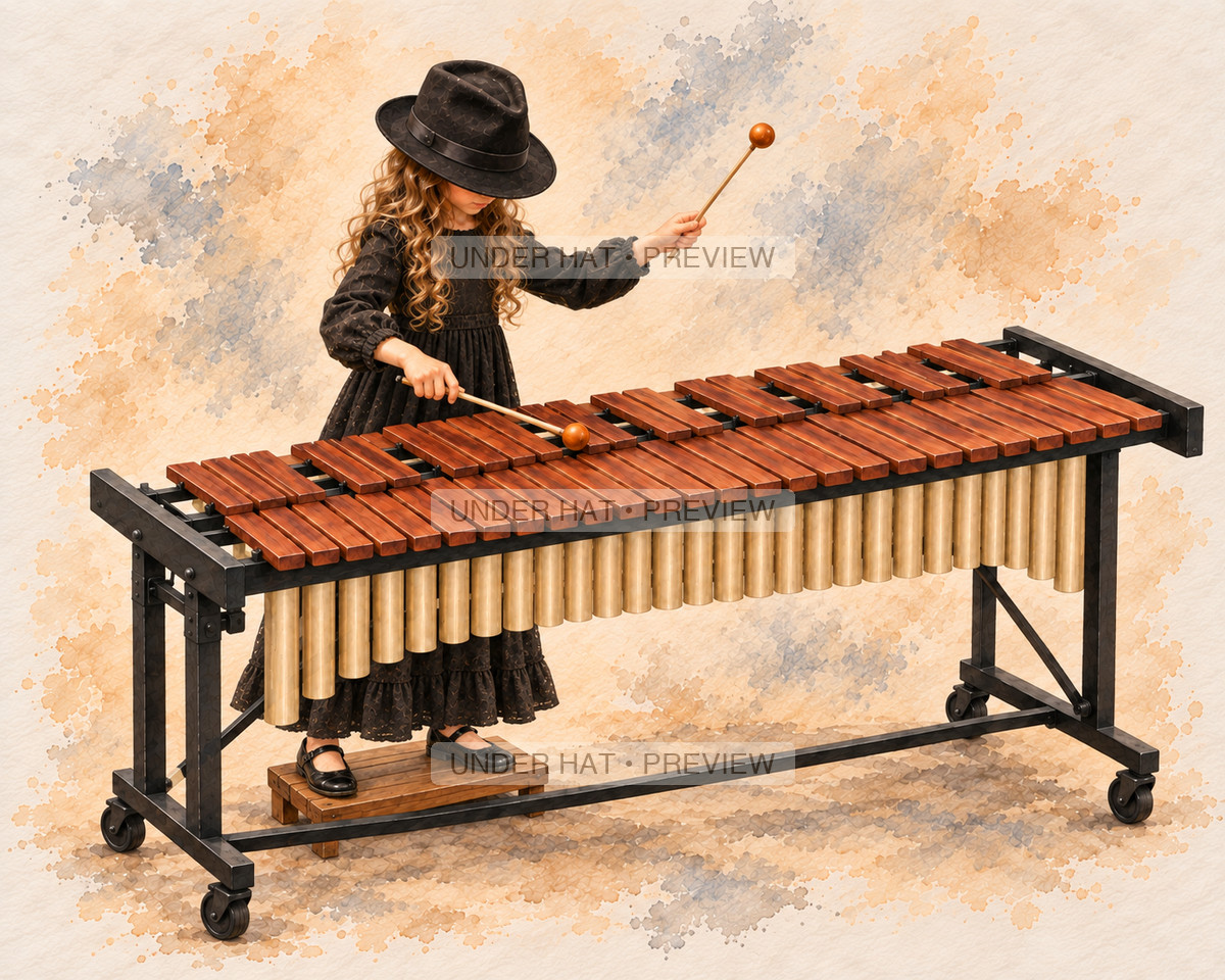 Percussion, artwork UH-FO-XYLOPHONE-GIRL-03 — watermarked digital art preview