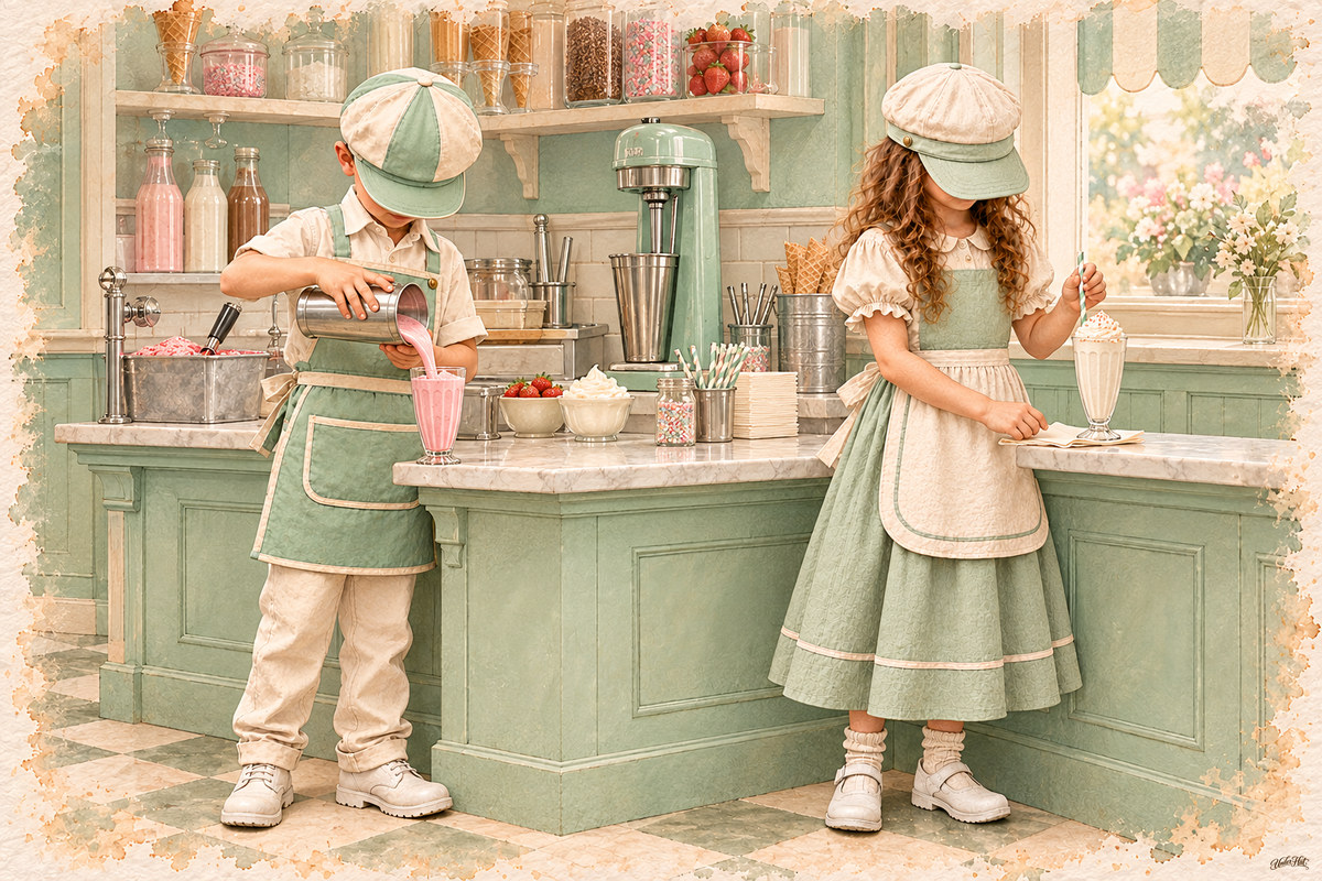 Ice Cream Vendor Digital Prints — Landscape artwork included in this set.