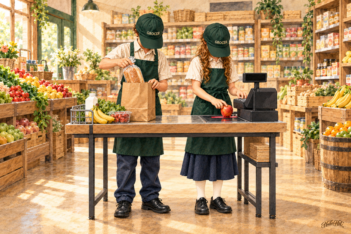 Cashier and Box Boy Digital Prints — Illustrative showcase cover; included print designs are shown in the set gallery.