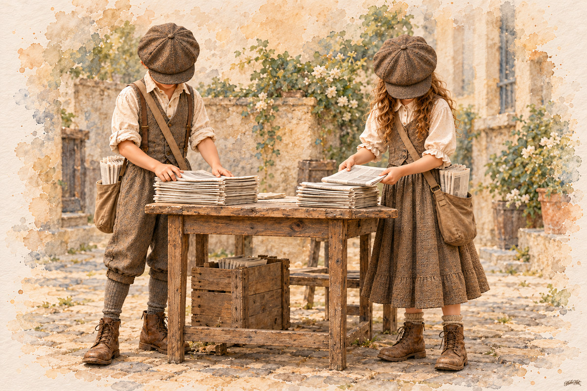 Newspaper carriers Digital Prints — Landscape artwork included in this set.
