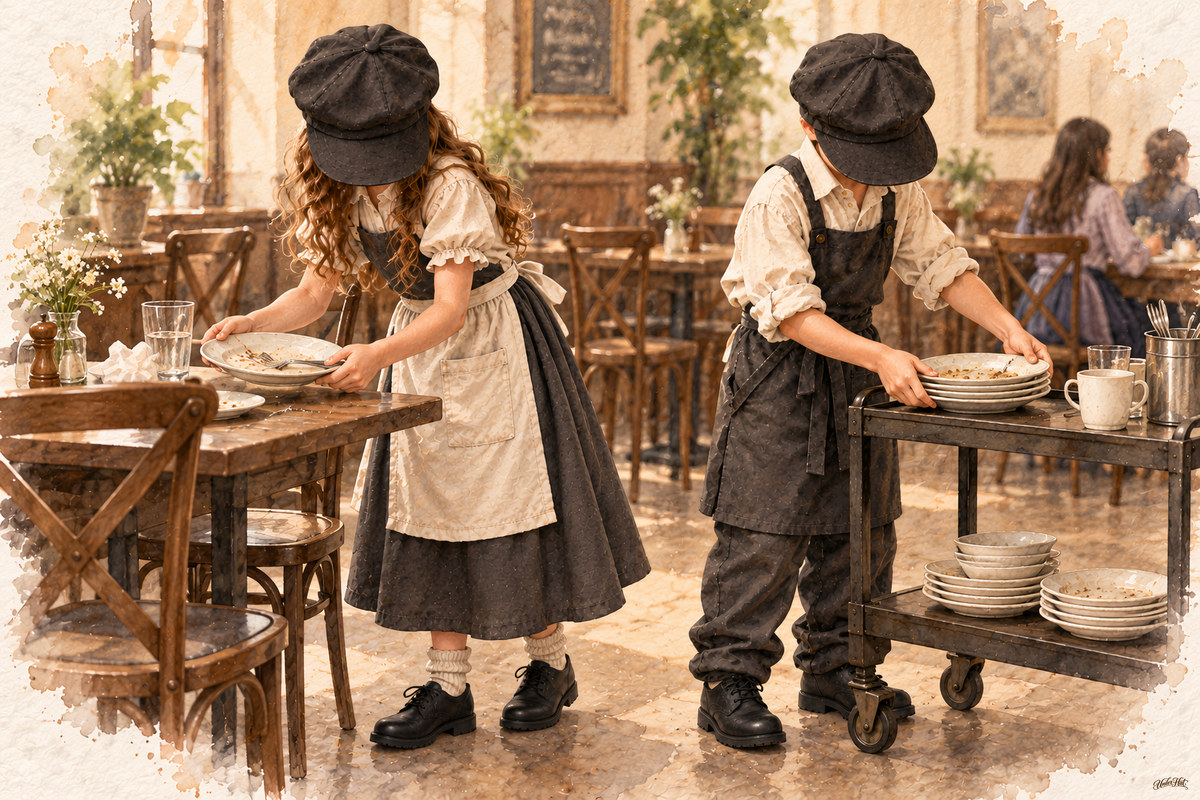 Waiter and Waitress Digital Prints — Landscape artwork included in this set.